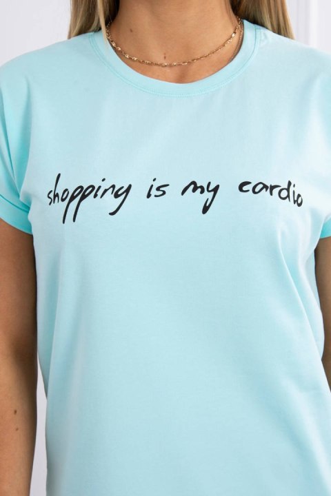 Bluzka Shopping is my cardio miętowa+czarna Bluzka Shopping is my cardio miętowa+czarna