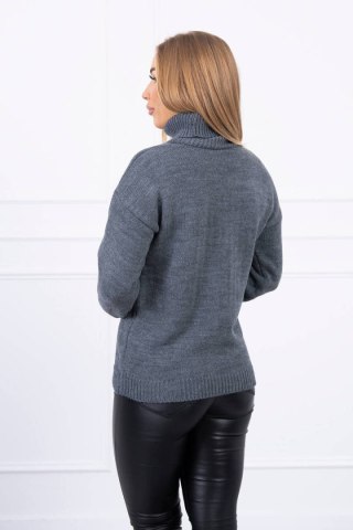 Sweter z wywijanym golfem ciemny szary