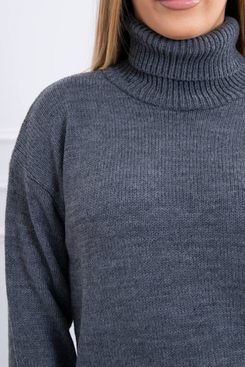 Sweter z wywijanym golfem ciemny szary