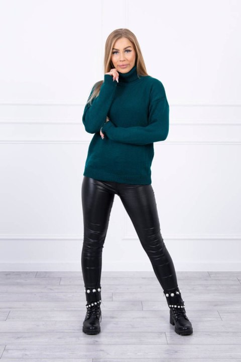 Sweter z wywijanym golfem morski Sweter z wywijanym golfem morski