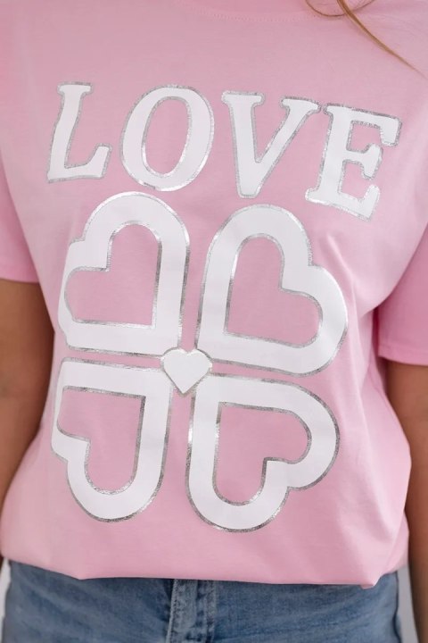 Bluzka koszulka bawełniana Love Heart różowa Bluzka koszulka bawełniana Love Heart różowa