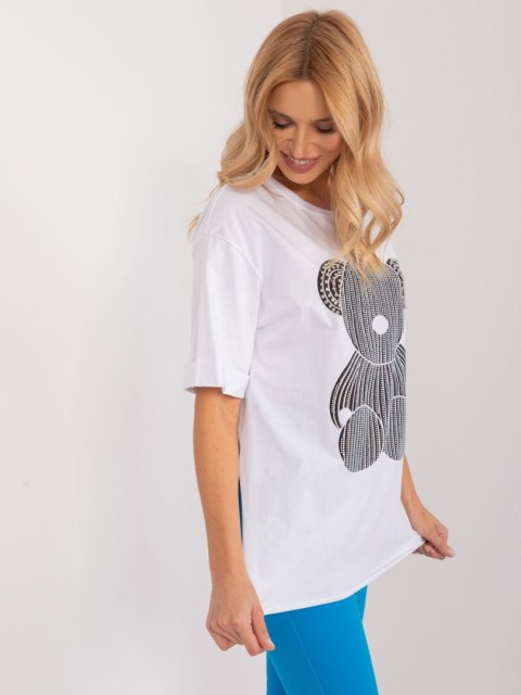 T-shirt bluzka biała z aplikacją Misia i dżetami M T-shirt bluzka biała z aplikacją Misia i dżetami M