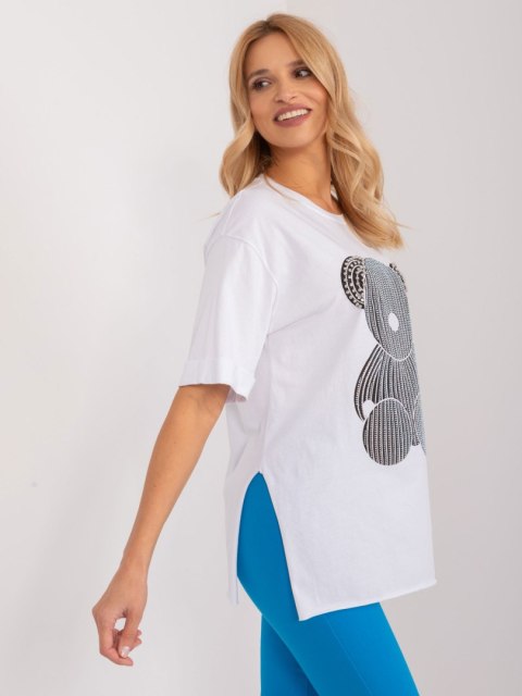 T-shirt bluzka biała z aplikacją Misia i dżetami M T-shirt bluzka biała z aplikacją Misia i dżetami M