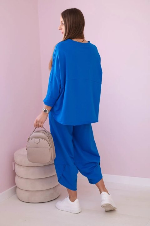 Komplet damski bluza i spodnie chabrowe oversize włoski Komplet damski bluza i spodnie chabrowe oversize włoski