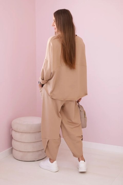 Komplet bawełniany bluza i spodnie jasny camelowy, oversize Komplet bawełniany bluza i spodnie jasny camelowy, oversize