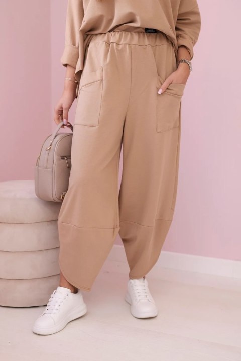 Komplet bawełniany bluza i spodnie jasny camelowy, oversize Komplet bawełniany bluza i spodnie jasny camelowy, oversize