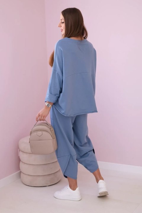 Komplet bawełniany bluza i spodnie jeansowy, oversize, włoski Komplet bawełniany bluza i spodnie jeansowy, oversize, włoski