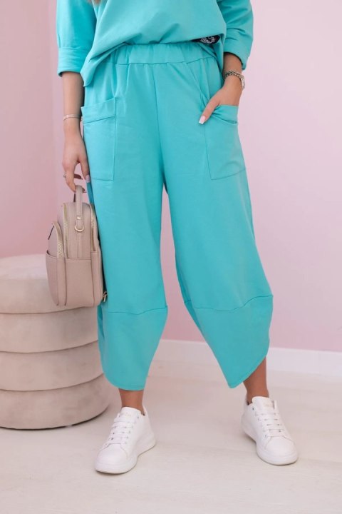 Komplet bawełniany bluza i spodnie miętowy, oversize Komplet bawełniany bluza i spodnie miętowy, oversize