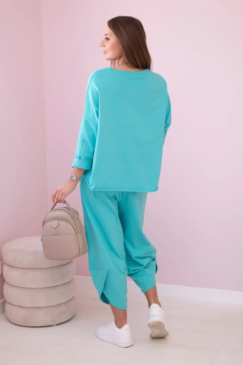 Komplet bawełniany bluza i spodnie miętowy, oversize Komplet bawełniany bluza i spodnie miętowy, oversize