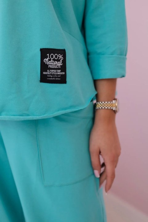 Komplet bawełniany bluza i spodnie miętowy, oversize Komplet bawełniany bluza i spodnie miętowy, oversize