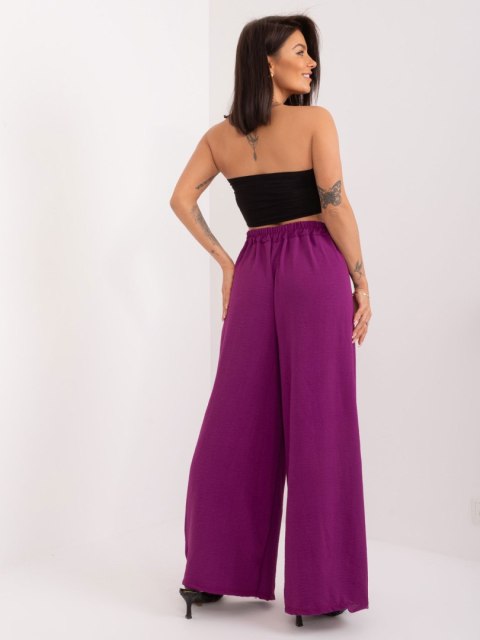 Spodnie materiałowe wide leg z wysokim stanem letnie fioletowe Spodnie materiałowe wide leg z wysokim stanem letnie fioletowe