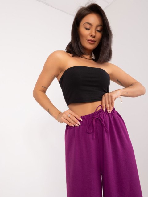 Spodnie materiałowe wide leg z wysokim stanem letnie fioletowe Spodnie materiałowe wide leg z wysokim stanem letnie fioletowe