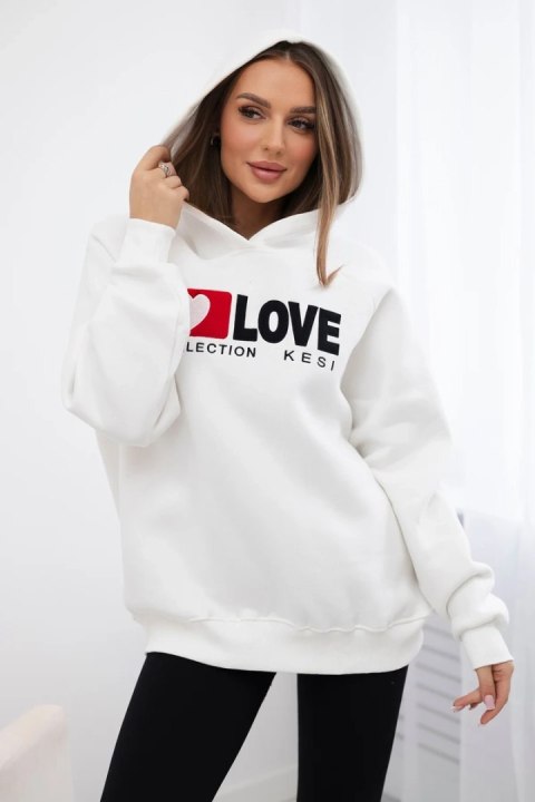 Bluza bawełniana ocieplana z kapturem ecru Bluza bawełniana ocieplana z kapturem ecru