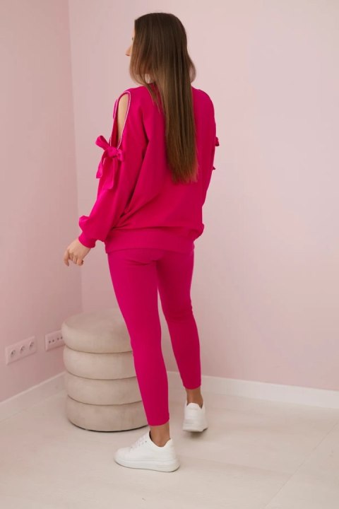 Komplet bluza z kokardą na rękawach i legginsy fuksja Komplet bluza z kokardą na rękawach i legginsy fuksja