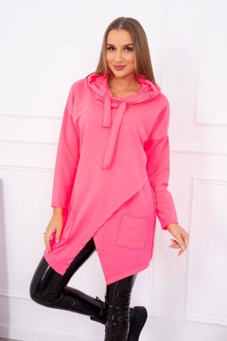 Tunika z kopertowym przodem Oversize różowy neon