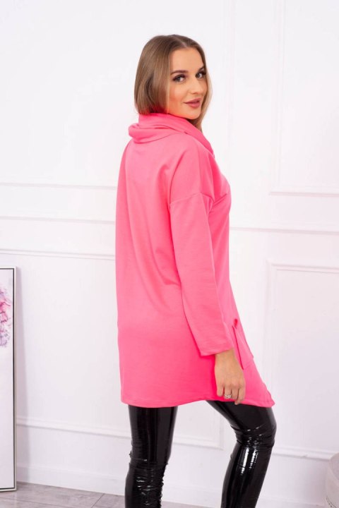 Tunika z kopertowym przodem Oversize różowy neon Tunika z kopertowym przodem Oversize różowy neon