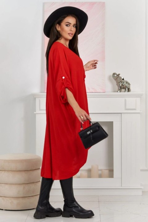 Sukienka oversize midi z dekoltem V czerwona Sukienka oversize midi z dekoltem V czerwona