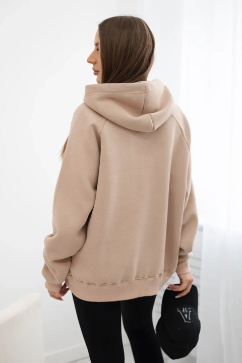 Bluza bawełniana ocieplana z kapturem ciemno beżowa Bluza bawełniana ocieplana z kapturem ciemno beżowa