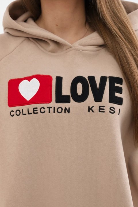 Bluza bawełniana ocieplana z kapturem ciemno beżowa Bluza bawełniana ocieplana z kapturem ciemno beżowa
