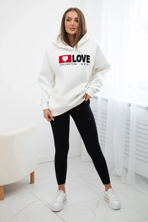 Bluza bawełniana ocieplana z kapturem ecru Bluza bawełniana ocieplana z kapturem ecru