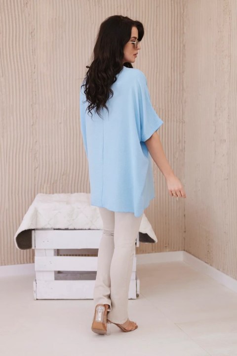 Bluzka oversize z wisiorkiem niebieski, krótki rękaw Bluzka oversize z wisiorkiem niebieski, krótki rękaw