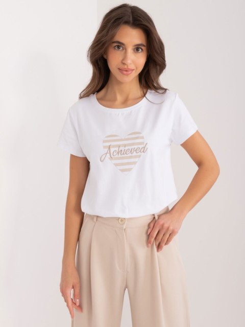 T-shirt RV-TS-9667.19 biało-beżowy S/M