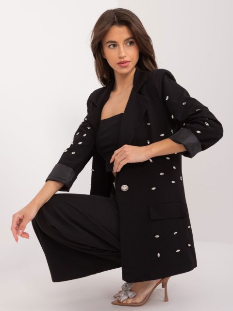 Marynarka damska czarna elegancka z cyrkoniami Marynarka damska czarna elegancka z cyrkoniami