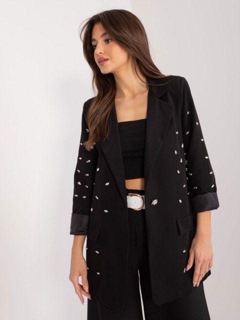 Marynarka damska czarna elegancka z cyrkoniami Marynarka damska czarna elegancka z cyrkoniami