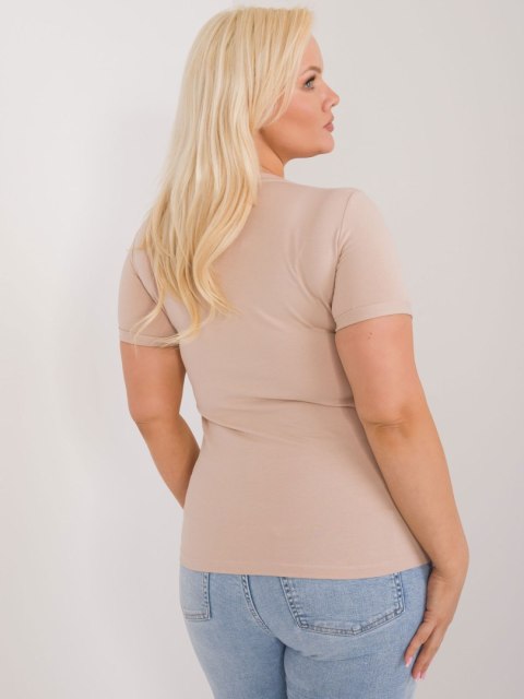 T-shirt bluzka damska z dżetami plus sieze beżowy T-shirt bluzka damska z dżetami plus sieze beżowy