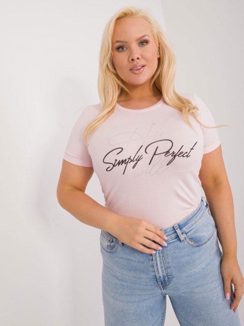 T-shirt bluzka damska z dżetami plus sieze jasny różowy T-shirt bluzka damska z dżetami plus sieze jasny różowy