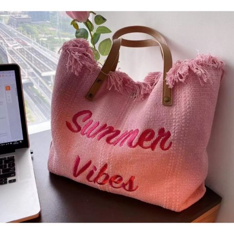 Torba plażowa boho z frędzlami – intensywny róż Summer Vibes - TP11R Torba plażowa boho z frędzlami – intensywny róż Summer Vibes - TP11R