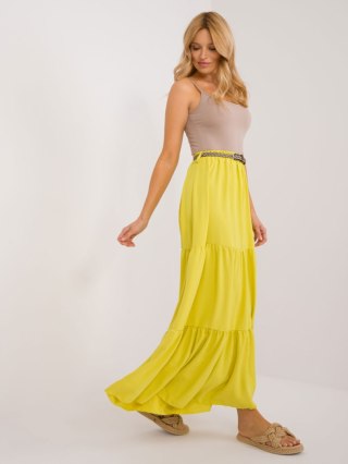 Spódnica maxi z falbaną letnia limonkowa Italy Moda