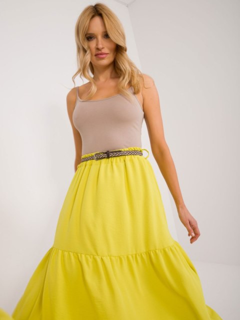 Spódnica maxi z falbaną letnia limonkowa Italy Moda