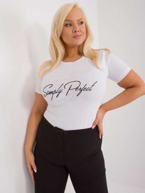 T-shirt bluzka damska z dżetami plus sieze biały T-shirt bluzka damska z dżetami plus sieze biały