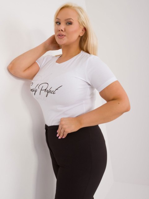 T-shirt bluzka damska z dżetami plus sieze biały T-shirt bluzka damska z dżetami plus sieze biały