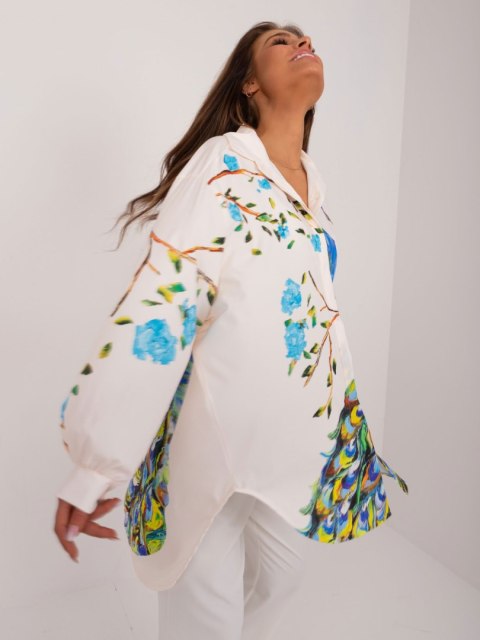 Koszula asymetraczna ecru z nadrukiem Italy Moda Koszula asymetraczna ecru z nadrukiem Italy Moda