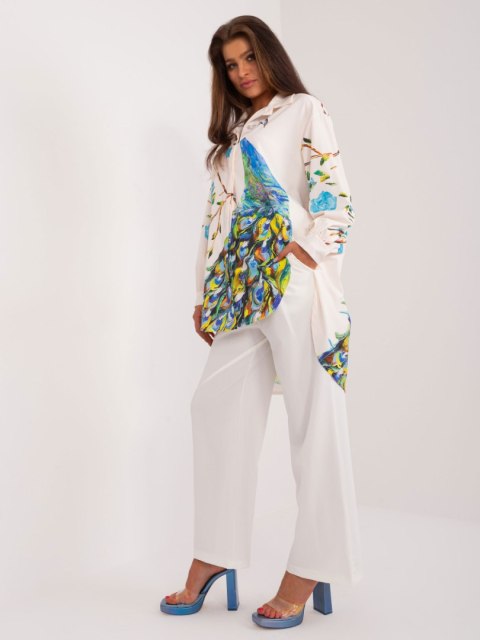 Koszula asymetraczna ecru z nadrukiem Italy Moda Koszula asymetraczna ecru z nadrukiem Italy Moda