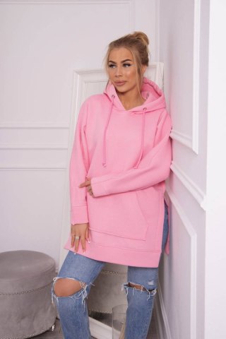 Bluza ocieplana z rozcięciami na bokach jasno różowa