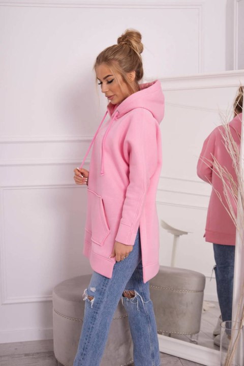 Bluza ocieplana z rozcięciami na bokach jasno różowa