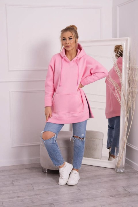 Bluza ocieplana z rozcięciami na bokach jasno różowa