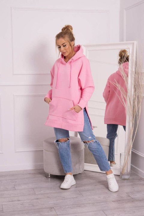 Bluza ocieplana z rozcięciami na bokach jasno różowa