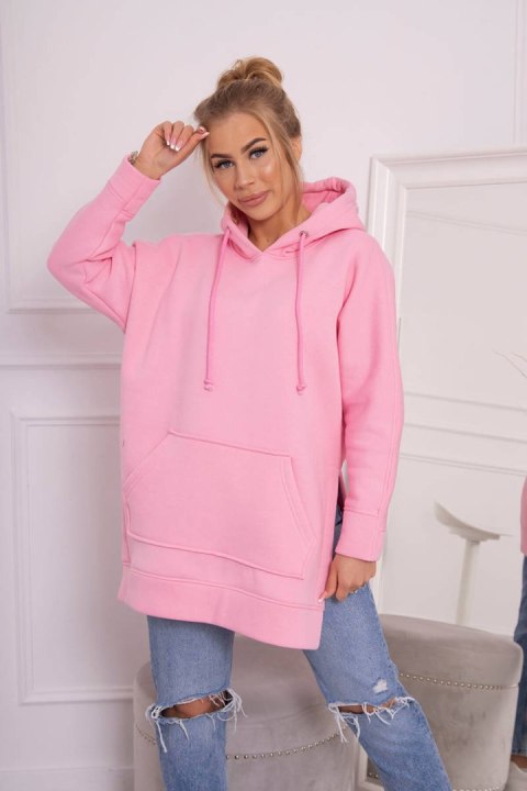 Bluza ocieplana z rozcięciami na bokach jasno różowa