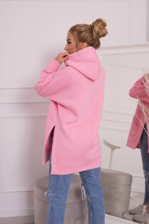 Bluza ocieplana z rozcięciami na bokach jasno różowa