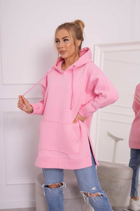 Bluza ocieplana z rozcięciami na bokach jasno różowa