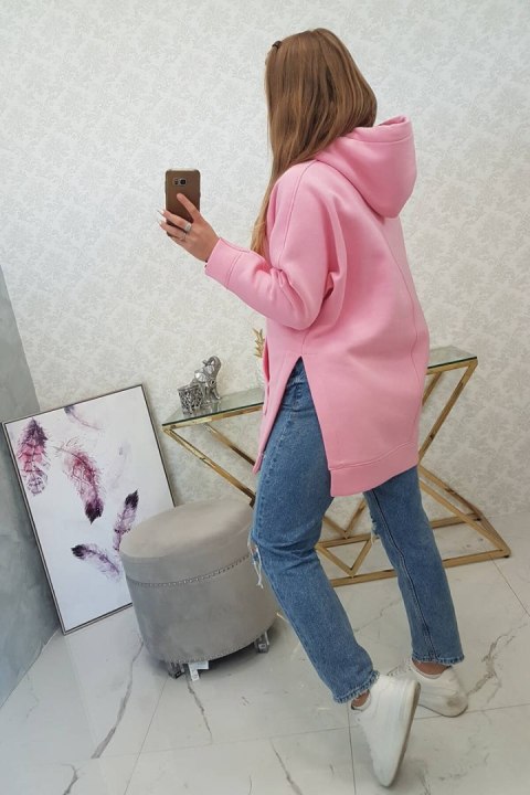 Bluza ocieplana z rozcięciami na bokach jasno różowa