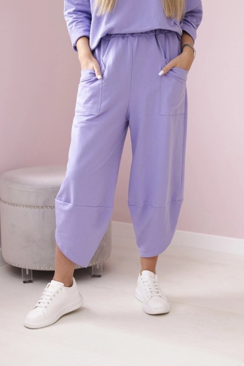 Komplet damski bluza i spodnie fioletowy oversize włoski