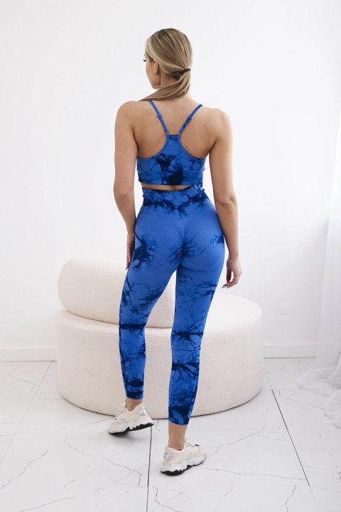 Komplet fitness top z regulowanymi ramiączkami + legginsy push up chabrowy Komplet fitness top z regulowanymi ramiączkami + legginsy push up chabrowy