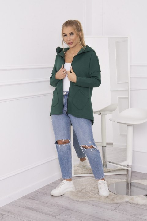 Bluza ocieplana z dłuższym tyłem i kieszeniami ciemno zielona Bluza ocieplana z dłuższym tyłem i kieszeniami ciemno zielona