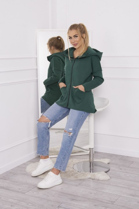 Bluza ocieplana z dłuższym tyłem i kieszeniami ciemno zielona Bluza ocieplana z dłuższym tyłem i kieszeniami ciemno zielona