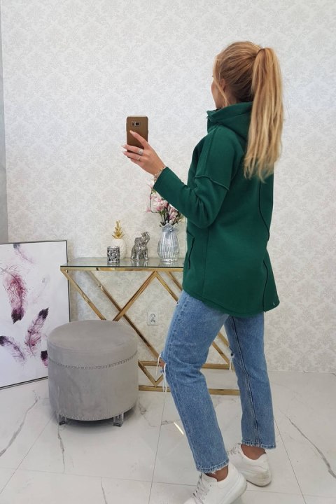 Bluza ocieplana z dłuższym tyłem i kieszeniami ciemno zielona Bluza ocieplana z dłuższym tyłem i kieszeniami ciemno zielona